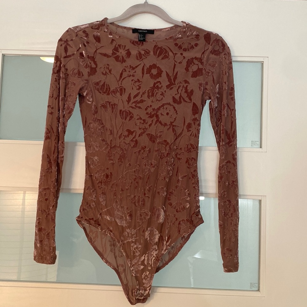 Mesh and velvet bodysuit